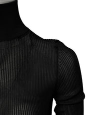 Dolce & Gabbana Black Knit Long Sleeves Turtleneck Slim Top