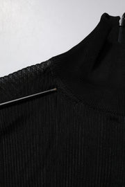 Dolce & Gabbana Black Knit Long Sleeves Turtleneck Slim Top