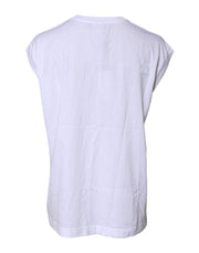 Dolce & Gabbana White Cotton Sleeveless Round Neck Tank Top