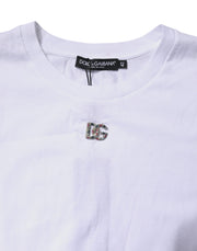 Dolce & Gabbana White Cotton Sleeveless Round Neck Tank Top