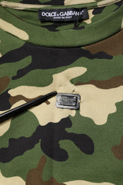 Dolce & Gabbana Multicolor Camou Cropped Sweatshirt Sweater