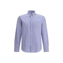 Deperlu Blue Cotton Pattern Shirt