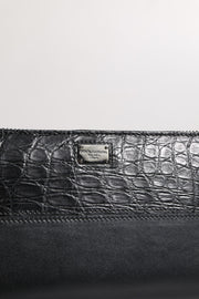 Dolce & Gabbana Black Leather Logo Plaque Zip Around Continental Wallet