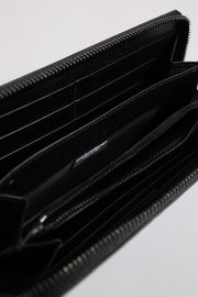 Dolce & Gabbana Black Leather Logo Plaque Zip Around Continental Wallet