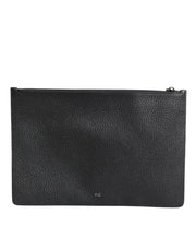 Dolce & Gabbana Black Calfskin Crown Embellished Clutch Pouch Bag