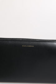Dolce & Gabbana Black Blue Exotic Leather Embossed Continental Wallet