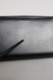 Dolce & Gabbana Black Blue Exotic Leather Embossed Continental Wallet