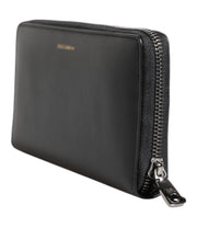 Dolce & Gabbana Black Blue Exotic Leather Embossed Continental Wallet