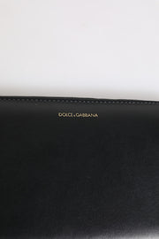 Dolce & Gabbana Black Blue Exotic Leather Embossed Continental Wallet
