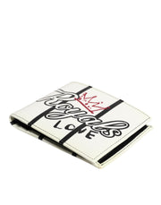 Dolce & Gabbana White Leather DG Crown Royals Bifold Card Holder Wallet