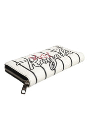 Dolce & Gabbana White Leather DG Crown Royals Continental Zip Around Wallet