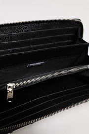 Dolce & Gabbana White Leather DG Crown Royals Continental Zip Around Wallet