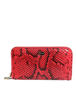 Dolce & Gabbana Red Exotic Leather Zip Around Continental Clutch Wallet