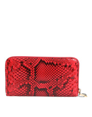 Dolce & Gabbana Red Exotic Leather Zip Around Continental Clutch Wallet