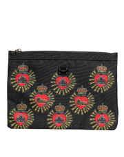 Dolce & Gabbana Black Red Nylon Sacred Heart Clutch Pouch Bag