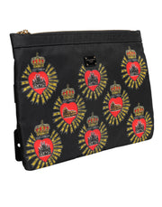 Dolce & Gabbana Black Red Nylon Sacred Heart Clutch Pouch Bag