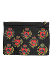 Dolce & Gabbana Black Red Nylon Sacred Heart Clutch Pouch Bag