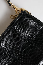 Dolce & Gabbana Black Exotic Leather Shoulder Sling Clutch Bag