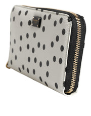 Dolce & Gabbana White Black Striped Leather Zip Around Continental Wallet