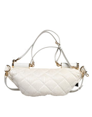 Dolce & Gabbana White Quilted Logo Plaque Belt Waist Fanny Pack Bag