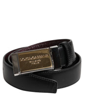 Dolce & Gabbana Black Brown Leather Metal Buckle Reversible Belt