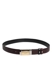 Dolce & Gabbana Black Brown Leather Metal Buckle Reversible Belt