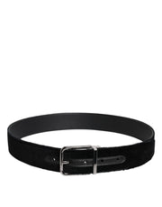 Dolce & Gabbana Black Cotton Silver Tone Metal Buckle Belt