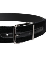 Dolce & Gabbana Black Cotton Silver Tone Metal Buckle Belt