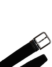 Dolce & Gabbana Black Cotton Silver Tone Metal Buckle Belt