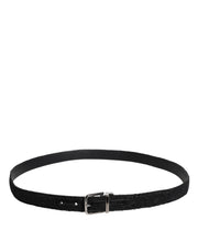 Dolce & Gabbana Black Cotton Blend Silver Metal Buckle Belt