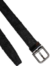 Dolce & Gabbana Black Cotton Blend Silver Metal Buckle Belt
