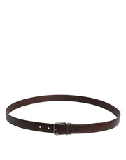 Dolce & Gabbana Brown Leather Silver Metal Buckle Belt