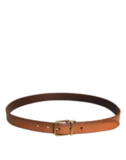 Dolce & Gabbana Brown Leather Gold Tone Metal Buckle Belt