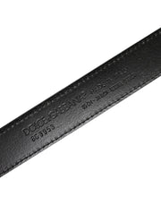 Dolce & Gabbana Green Leather Silver Tone Metal Buckle Belt