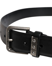 Dolce & Gabbana Black Leather Metal Buckle Classic Belt