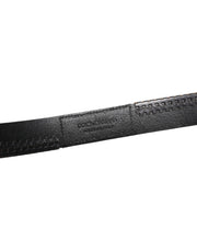 Dolce & Gabbana Black Leather Silver Tone Metal Buckle Belt