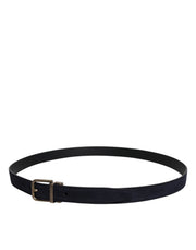 Dolce & Gabbana Black Goat Leather Metal Buckle Classic Belt