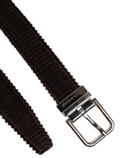 Dolce & Gabbana Brown Velvet Metal Buckle Classic Belt