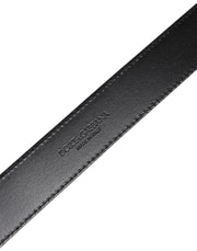 Dolce & Gabbana Silver Leather Classic Metal Logo Buckle Belt