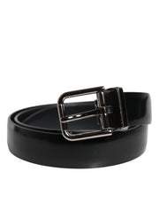 Dolce & Gabbana Black Solid Leather Classic Waist Buckle Belt