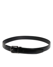 Dolce & Gabbana Black Solid Leather Classic Waist Buckle Belt