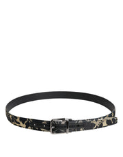 Dolce & Gabbana Multicolor Jacquard Leather Logo Buckle Belt