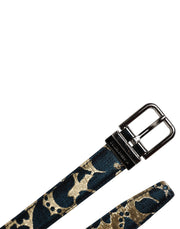 Dolce & Gabbana Multicolor Jacquard Leather Logo Buckle Belt