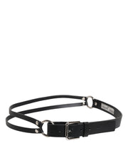Dolce & Gabbana Black Leather Classic Metal Logo Buckle Belt