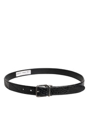 Dolce & Gabbana Black Exotic Leather Metal Logo Buckle Belt