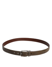 Dolce & Gabbana Brown Leather Classic Metal Logo Buckle Belt