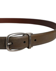 Dolce & Gabbana Brown Leather Classic Metal Logo Buckle Belt