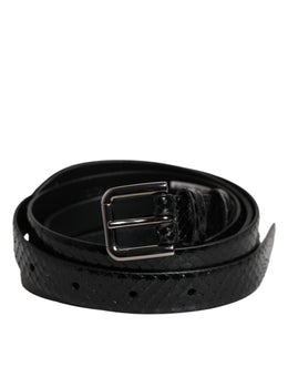 Dolce & Gabbana Black Leather Classic Metal Logo Buckle Belt