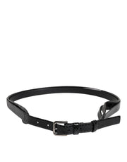 Dolce & Gabbana Black Leather Classic Metal Logo Buckle Belt