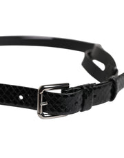 Dolce & Gabbana Black Leather Classic Metal Logo Buckle Belt